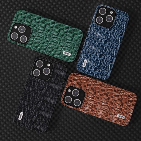 Чехол ABEEL Genuine Leather Canopy Black Edge Phone Case для iPhone 15 - синий