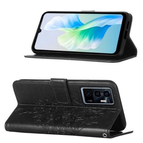 Чехол-книжка Embossed Butterfly для Vivo S10e 5G/V23e 4G/V23E 5G/Y75 4G - черный