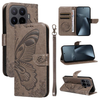 Чохол-книжка Swallowtail Butterfly Embossed Leather на Xiaomi 17T Pro 5G Global — сірий
