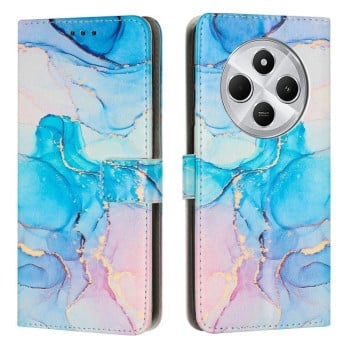Чехол-книжка Painted Marble Pattern для Xiaomi Redmi 14C 4G/Poco C75/Redmi A4 5G - розово-зеленый