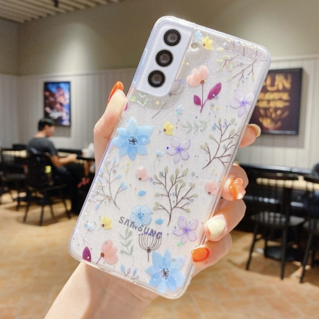 Протиударний чохол Fresh Small Floral Epoxy TPU для Samsung Galaxy S24 FE 5G - Blue Floral