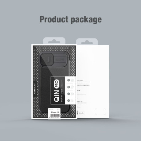 Кожаный чехол-книжка NILLKIN QIN Series Pro Plain Leather для iPhone 15 - черный