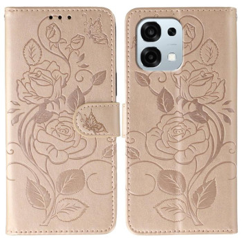 Чехол-книжка Rose Butterfly Embossed Leather на OPPO A6 Pro 5G — розовое золото