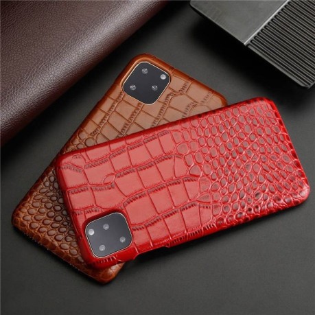 Кожаный чехол EsCase Crocodile Skin-like на iPhone 11- красный