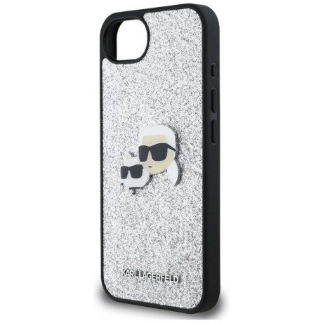 Оригинальный чехол Karl Lagerfeld Fixed Glitter Ikonik Metal Pin для iPhone 16e - black