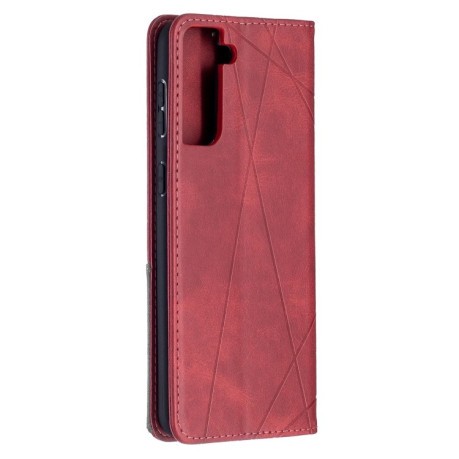 Чохол-книжка Rhombus Texture на Samsung Galaxy S21 Plus - червоний