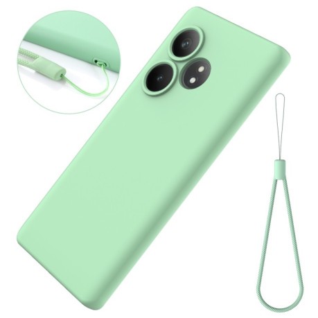 Силиконовый чехол Solid Color Liquid Silicone на Realme GT 6T / GT Neo6 / GT 6 - зеленый