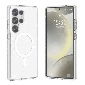 Протиударний чохол Terminator Style Transparent MagSafe Magnetic для Samsung Galaxy S25 Ultra 5G - Glitter White