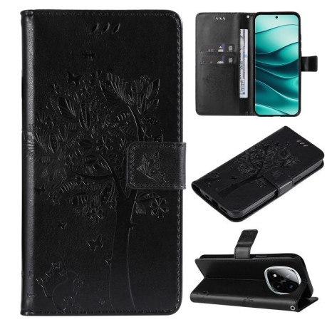 Чохол-книжка Happy Cat Pattern для Xiaomi Redmi Note 14 Pro / 14 Pro+ 5G - чорний