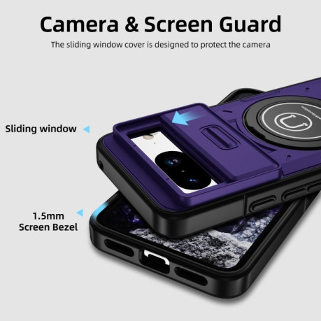 Протиударний чохол Sliding Camshield Magsafe Holder для Google Pixel 8a - фіолетовий