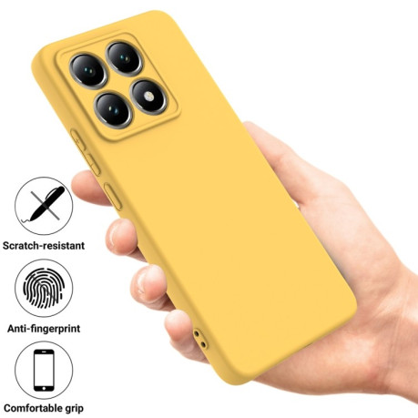 Силиконовый чехол Solid Color Liquid Silicone на Xiaomi 14T - желтый