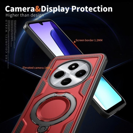 Протиударний чохол MagSafe Holder Armor PC Hybrid для Xiaomi Redmi 14C 5G - червоний