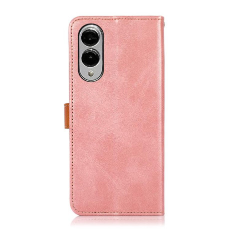 Чехол-книжка KHAZNEH Dual-color Cowhide для Samsung Galaxy S25 Edge 5G - розовое золото