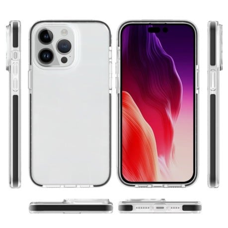 Противоударный чехол Two-color Shockproof для iPhone 15 Pro-прозрачно-черный