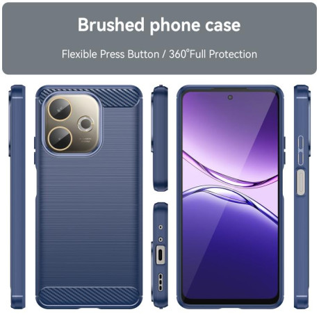 Противоударний чехол Brushed Texture Carbon Fiber на OPPO A5 Pro 5G Global - синій