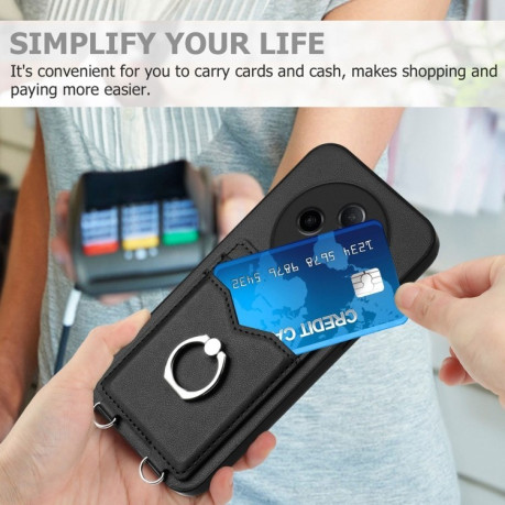 Чохол протиударний R20 Ring Card Holder для OPPO A3 Pro 5G - чорний