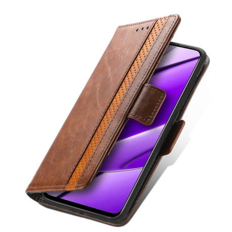 Чехол-книжка CaseNeo Splicing Dual Magnetic Buckle Leather для Realme 11 4G Global - коричневый