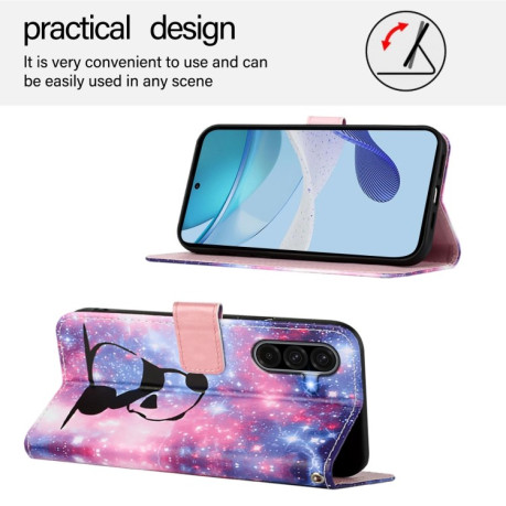 Чехол-книжка Colored Drawing Pattern Plain Weave Leather для Samsung Galaxy A56 5G - Panda
