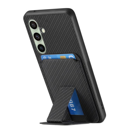 Противоударный чехол Carbon Fiber Card Bag для Samsung Galaxy A36 - черный