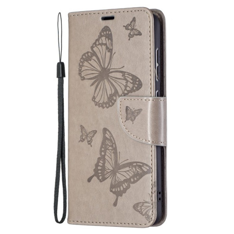 Чехол-книжка Butterflies Pattern на Samsung Galaxy S21 FE - серый