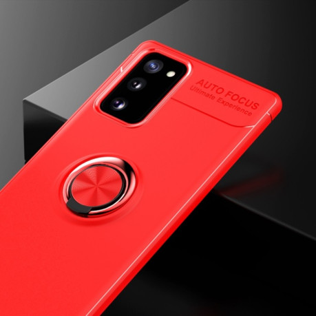 Ударозащитный чехол Metal Ring Holder 360 на Samsung Galaxy S20 FE - красный