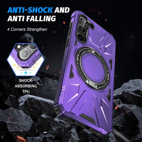 Протиударний чохол HTM MagSafe Magnetic Shockproof with Ring Holder  для Samsung Galaxy S25+ 5G - фіолетовий