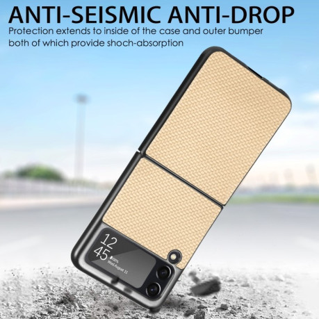 Противоударный чехол Cross Pattern Slim для Samsung Galaxy Flip4 5G  - хаки