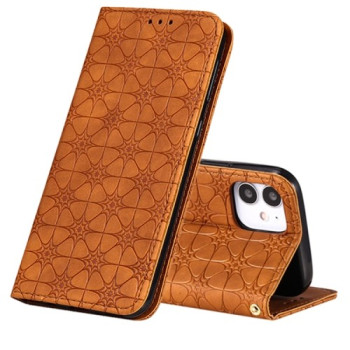 Чохол-книжка Lucky Flowers на iPhone 12 Mini - коричневий