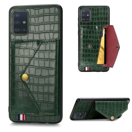 Чехол Crocodile Pattern Shatter-resistant на Samsung Galaxy A71 - зеленый