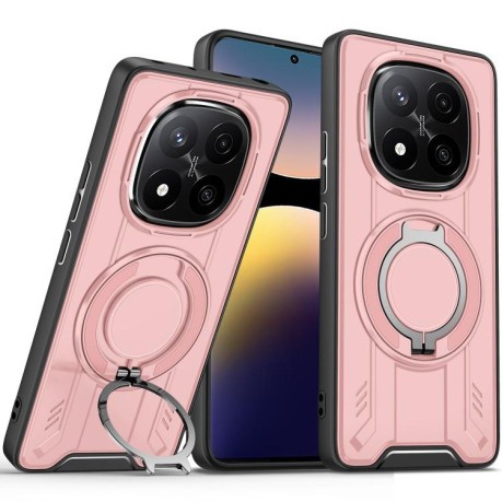 Ударозащитный чехол Rotating Ring Holder Magnetic MagSafe на  Xiaomi Redmi Note 14 Pro 4G - розовый