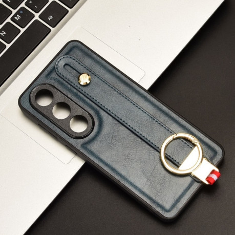 Противоударный чехол Wristband Leather Back для OnePlus Ace 3V - синий