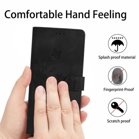 Чехол-книжка Flower Butterfly Embossing для Samsung Galaxy S25 Ultra 5G - черный