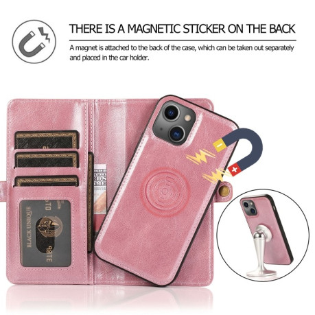Чехол-книжка Strong Magnetic Detachable для iPhone 14/13 - розовое золото