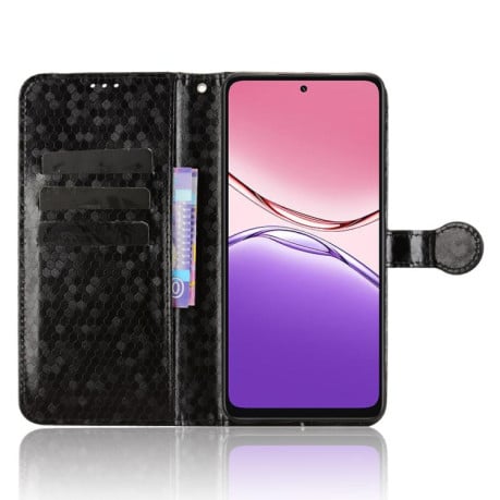 Чехол-книжка с фактурой Honeycomb Dot и магнитным хлястиком на OPPO A5x 5G / 4G Global - черный
