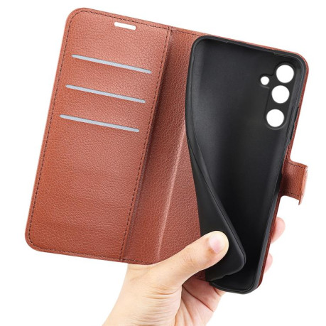 Чехол-книжка Litchi Texture Horizontal Flip Leather на Samsung Galaxy M16 / F16 - коричневый