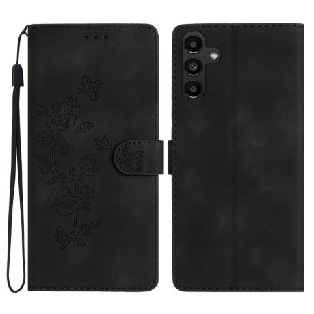 Чехол-книжка Flower Butterfly Embossing для Samsung Galaxy A15 - черный