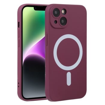 Протиударний чохол Liquid Silicone Full (Magsafe) для iPhone 15 Plus - винно-червоний