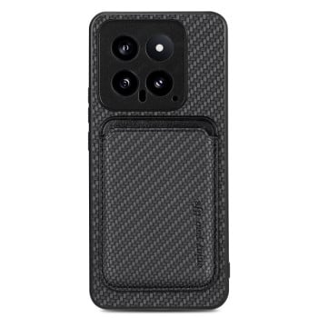 Чехол Carbon Fiber Leather Card Magnetic на Xiaomi 14 - черный