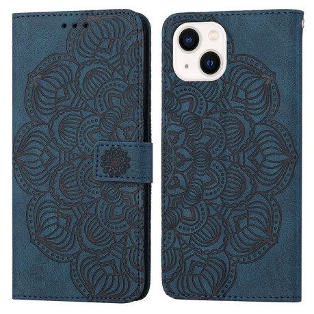 Чехол-книжка Mandala Embossed Flip для iPhone 14 Plus - синий