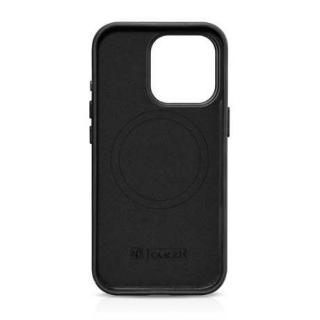 Кожаный чехол iCarer Leather Oil Wax (MagSafe) для iPhone 15 Pro Max - черный