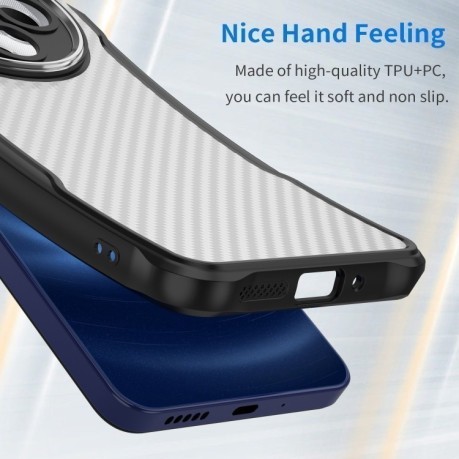 Ударозахисний чохол Carbon Fiber Texture MagSafe Translucent на Xiaomi Redmi A4 5G - чорний