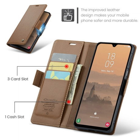 Чохол-книжка CaseMe 023 Butterfly Buckle Litchi Texture RFID Anti-theft Leather  для Samsung Galaxy A26 5G - коричневий