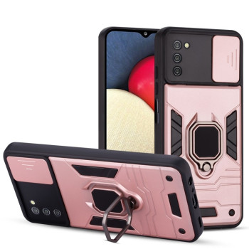 Противоударный чехол Warrior Sliding для Samsung Galaxy A03s - розовое золото