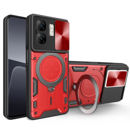 Противоударный чехол CD Texture Sliding Camshield Magnetic Holder на Infinix Smart 9 / Hot 50i - красный