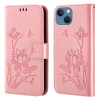 Чехол-книжка Lotus Embossed для iPhone 14 Plus - розовый