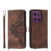 Чехол-книжка Skin-feel Flowers Embossed для Motorola Edge 60 Pro - коричневий
