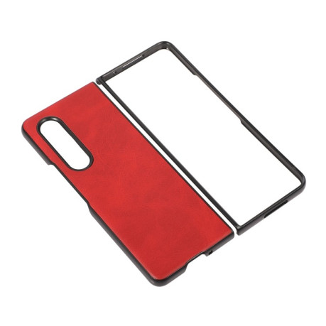 Противоударный чехол Two-color Litchi Texture для Samsung Galaxy Fold4  - красный