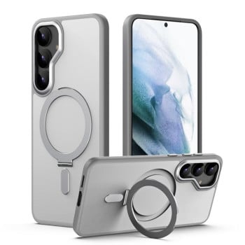 Чехол MagSafe Airbag Shockproof Frosted with Fold Holder для Samsung Galaxy S25+ 5G - серый