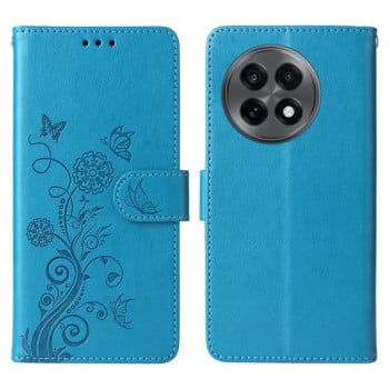 Чохол-книжка з тисненням &quot;метелика&quot; та магнітним хлястиком на OnePlus 13R/Ace 5/Ace 5 Pro - синій