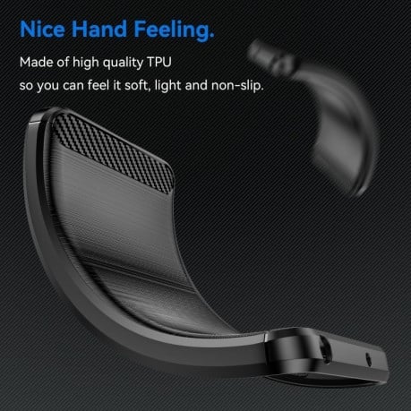 Противоударный чехол Brushed Texture Carbon Fiber на Samsung Galaxy A55 - черный